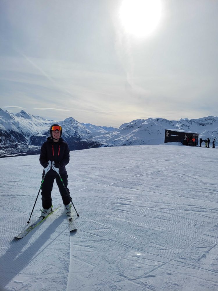 skiing in the alps